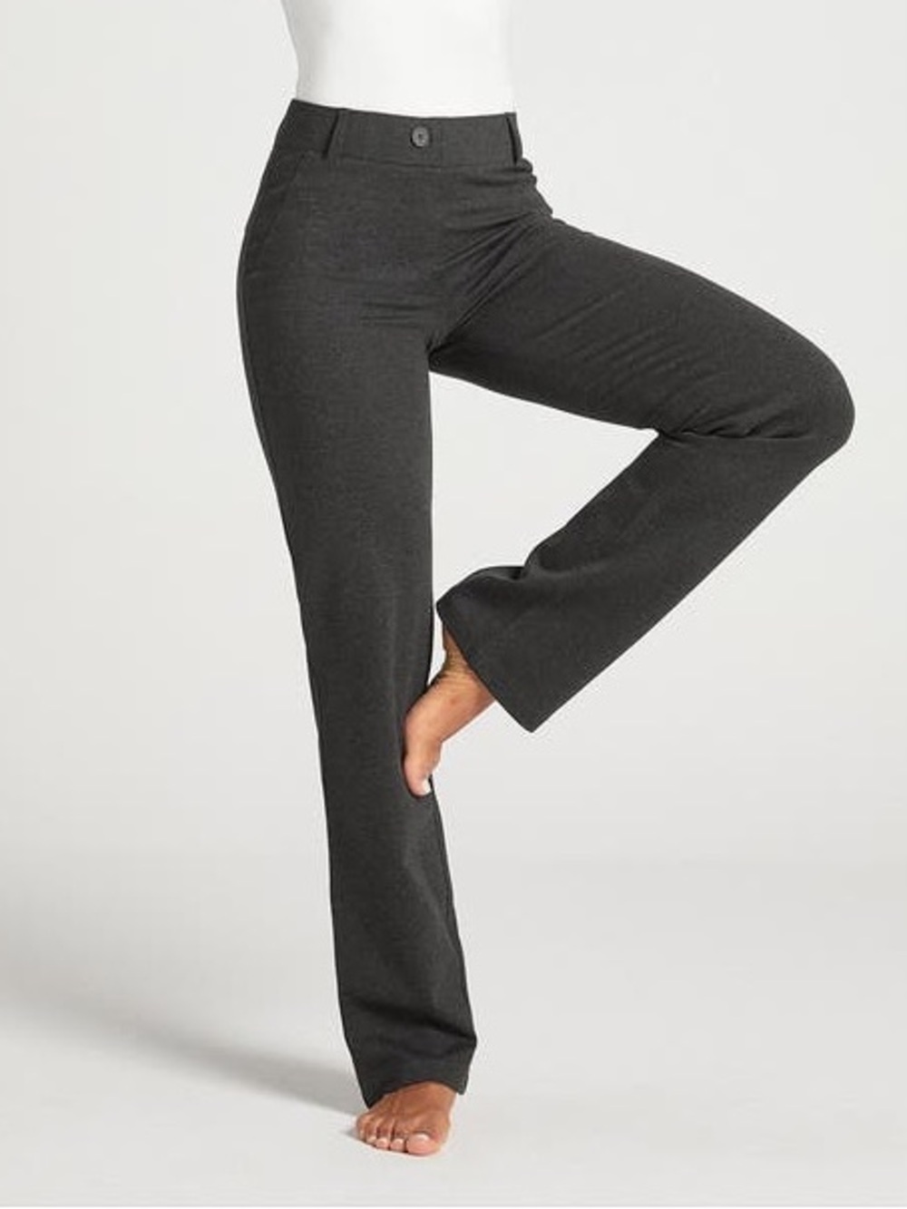 Betabrand Classic Dress Pant Yoga Pants Straight Leg Charcoal XL Petite/Short